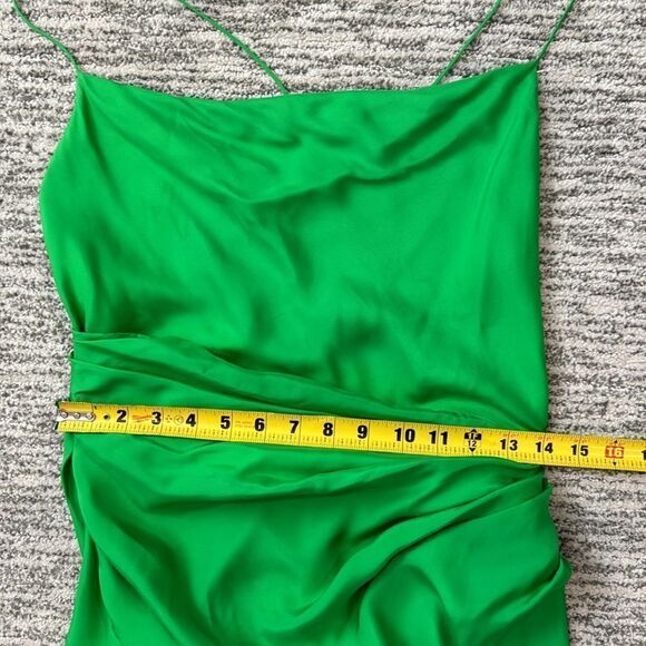 GAUGE81 Shiori Draped Silk Mini Dress Apple Green Medium - Picture 11 of 15